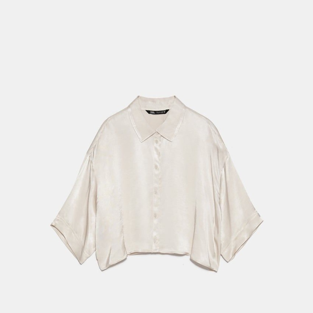 Zara cropped satin button up NWT